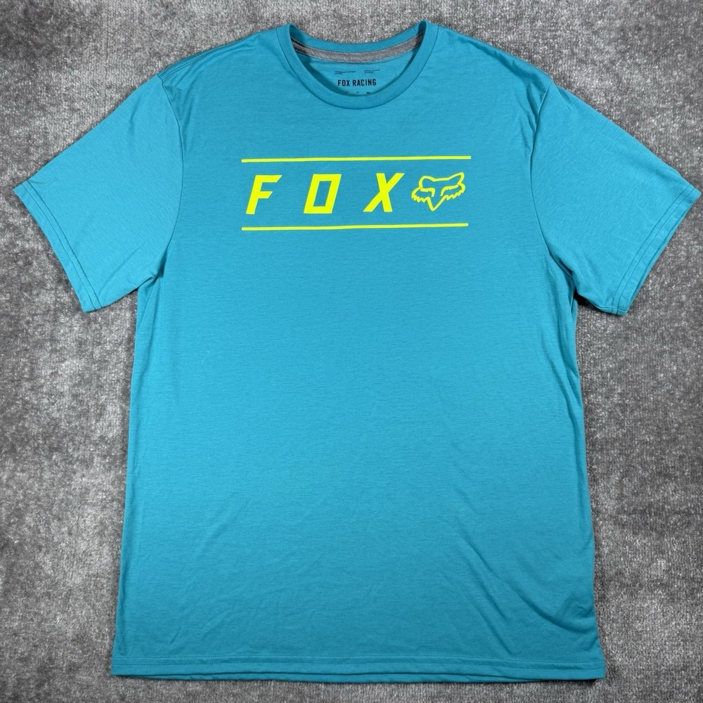 Fox Racing T-Shirt Men's XL Blue Short Sleeve Crew Neck Logo